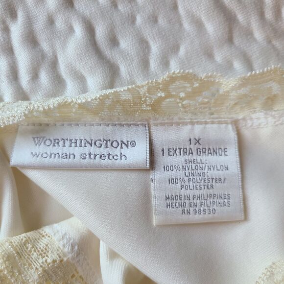 Worthington Womans 1X Lined Lace Tank Cami 1X Cream Coquette Angelic Bohemian - Picture 8 of 11